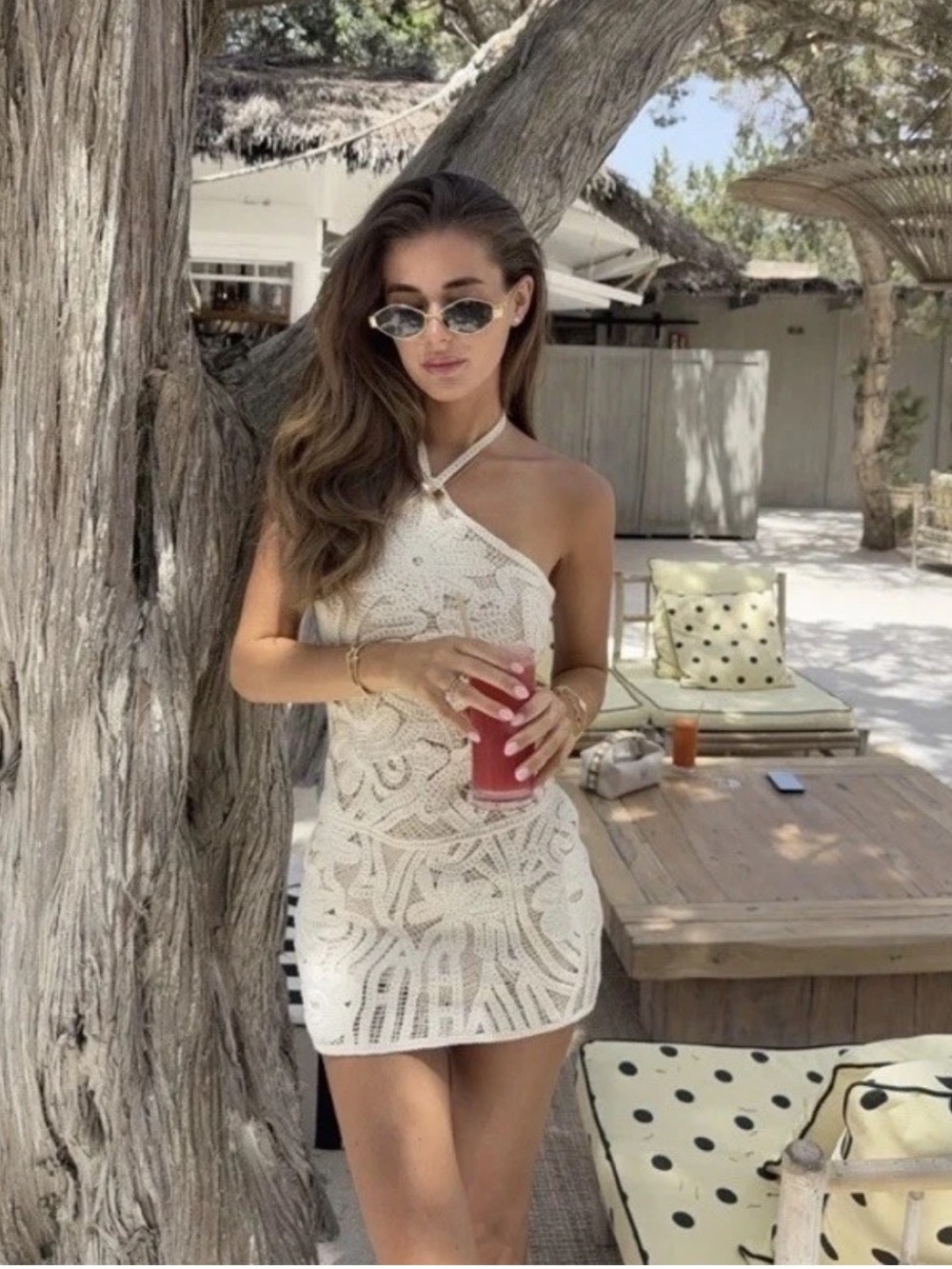 ZARA ZW NEW SHORT EMBROIDERED HALTER VIRAL BLOGGER DRESS STRAW 5070/190